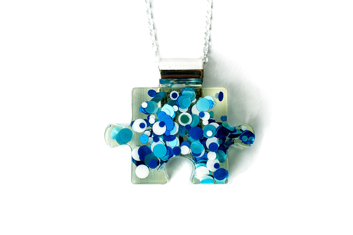 Autism Awareness Resin Puzzle Piece Necklace – autisticandloved