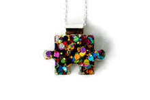 Load image into Gallery viewer, Autism Awareness Resin Puzzle Piece Necklace