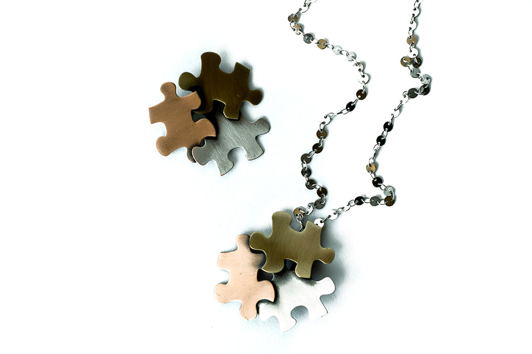 Autism Awareness Mixed Metal Brooch